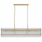 Modern Rectangular Crystal Glass Chandelier, 10-Lights Glod Chandelier Lighting Contemporary Pendant Ceiling Light Fixture For Dining Room Living Room Kitchen Island
