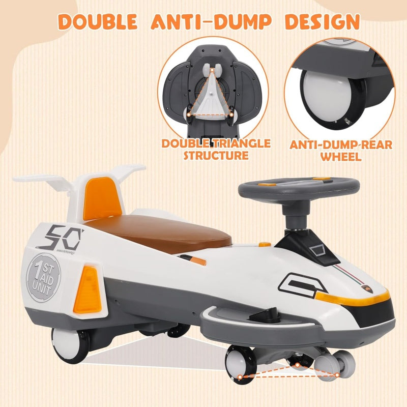 Electric Ride On Wiggle Car For Kids Toddlers With Light Music,2 In 1 360 Steering Wheel Powered Swing Twist Car