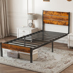Metal Platform Bed Frame - Mattress Foundation With Headboard And Footboard