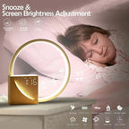 Alarm Clock Wake - up Night Light With White Noise Timing 3 Level Dimmable Touch Table Lamp For Bedroom Beside Lamp - VibraStore