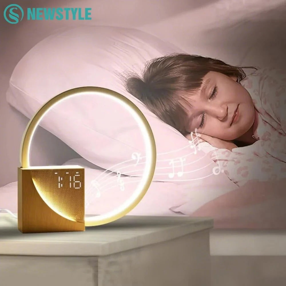 Alarm Clock Wake - up Night Light With White Noise Timing 3 Level Dimmable Touch Table Lamp For Bedroom Beside Lamp - VibraStore
