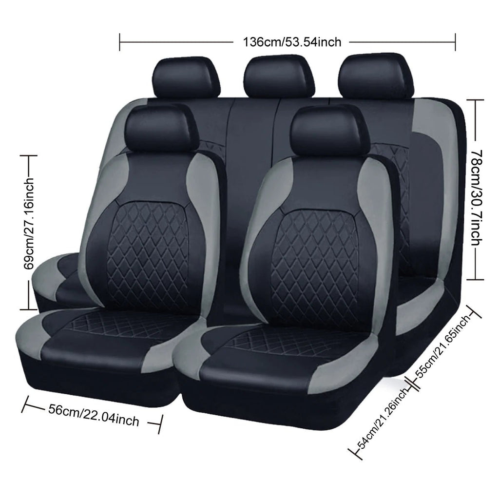 All Season Quited PU Leather Car Seat Cover Full Surrounded Seat Protector Waterproof Universal Fit Sedan Suv Pick - up Truck Seat - VibraStore