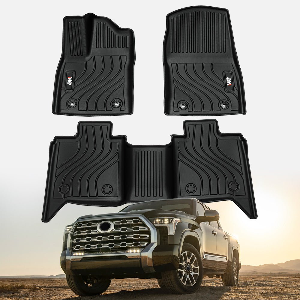 All - Weather TPE Front And Rear Row Floor Liners Floor Mats Fit For Toyota Tundra CrewMax Cab 2022 - 2025, Custom Fit Tundra Car Mats 20484 - VibraStore