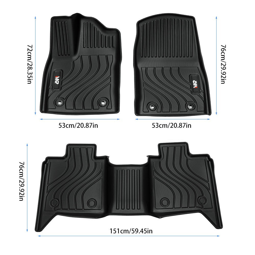All - Weather TPE Front And Rear Row Floor Liners Floor Mats Fit For Toyota Tundra CrewMax Cab 2022 - 2025, Custom Fit Tundra Car Mats 20484 - VibraStore