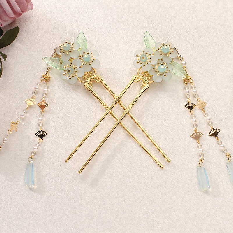 Antique Hanfu Headdress Tassel Bride Hairpin Step Shaking Insert Comb Hair Jewelry - VibraStore