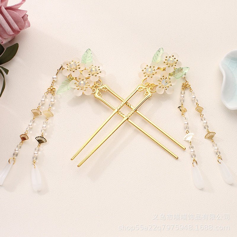 Antique Hanfu Headdress Tassel Bride Hairpin Step Shaking Insert Comb Hair Jewelry - VibraStore