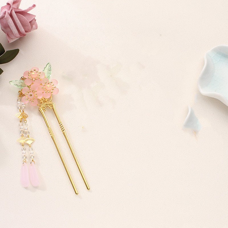 Antique Hanfu Headdress Tassel Bride Hairpin Step Shaking Insert Comb Hair Jewelry - VibraStore