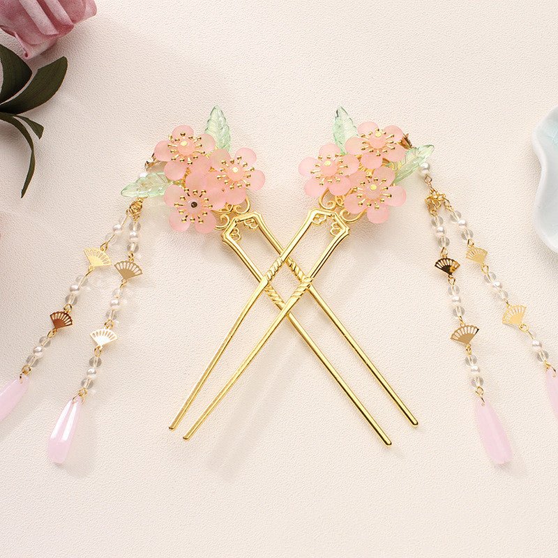 Antique Hanfu Headdress Tassel Bride Hairpin Step Shaking Insert Comb Hair Jewelry - VibraStore