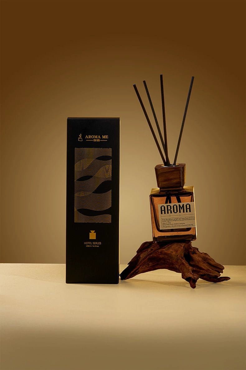 Aromame Wooden Lid Essential Oil Long - Lasting Fire - Free Rattan - VibraStore