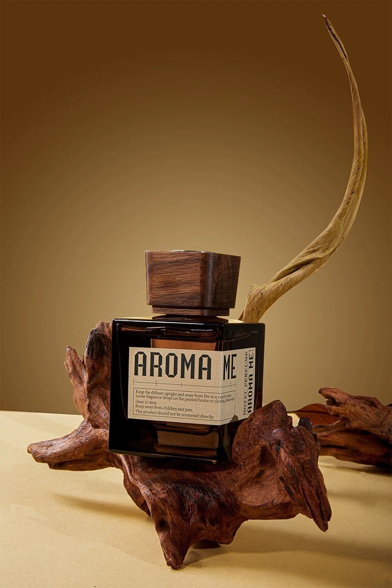 Aromame Wooden Lid Essential Oil Long - Lasting Fire - Free Rattan - VibraStore