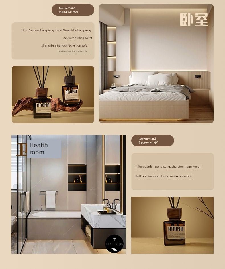 Aromame Wooden Lid Essential Oil Long - Lasting Fire - Free Rattan - VibraStore