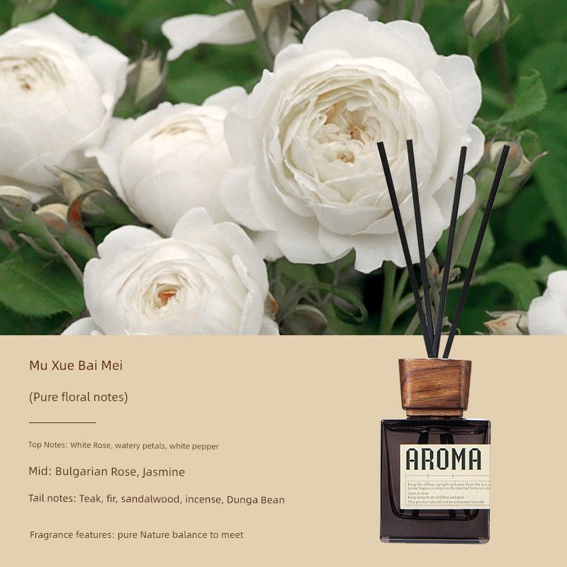 Aromame Wooden Lid Essential Oil Long - Lasting Fire - Free Rattan - VibraStore