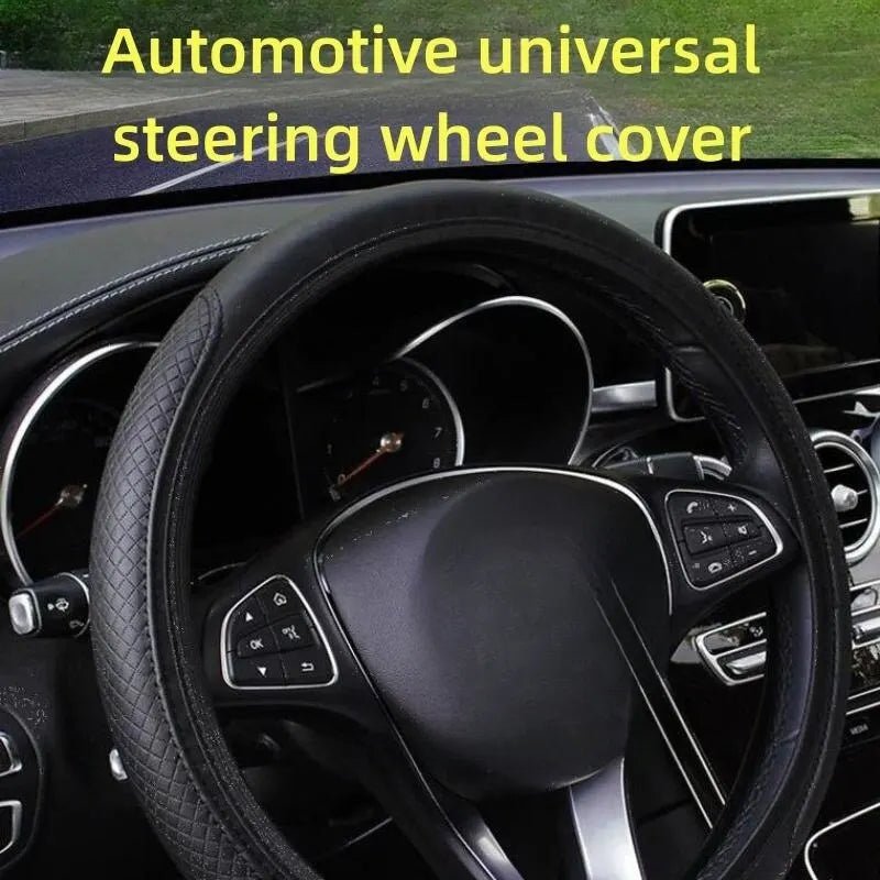 Automotive All Season Universal Steering Wheel Cover Artificial Leather Embossed Wear Resistant Elastic Automotive Interior - VibraStore