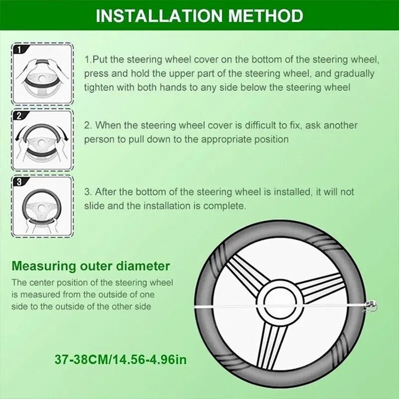 Automotive All Season Universal Steering Wheel Cover Artificial Leather Embossed Wear Resistant Elastic Automotive Interior - VibraStore