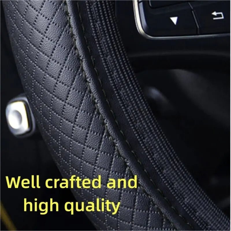 Automotive All Season Universal Steering Wheel Cover Artificial Leather Embossed Wear Resistant Elastic Automotive Interior - VibraStore