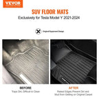 Automotive Floor Mats Fits For Tesla Model Y 2021 - 2024 3 Pcs TPE Liners - VibraStore