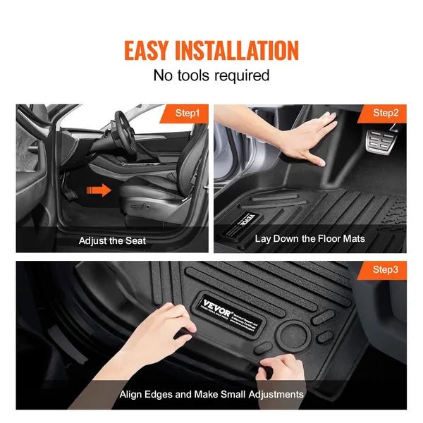Automotive Floor Mats Fits For Tesla Model Y 2021 - 2024 3 Pcs TPE Liners - VibraStore
