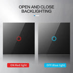 AXUS EU Touch Switch Led Panel Wall Light Switches Tempered Crystal Glass Lamp Sensor Switch 1/2/3 Gang Interruttore AC100 - 240V - VibraStore