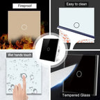 AXUS EU Touch Switch Led Panel Wall Light Switches Tempered Crystal Glass Lamp Sensor Switch 1/2/3 Gang Interruttore AC100 - 240V - VibraStore