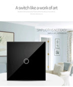 AXUS EU Touch Switch Led Panel Wall Light Switches Tempered Crystal Glass Lamp Sensor Switch 1/2/3 Gang Interruttore AC100 - 240V - VibraStore