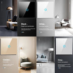 AXUS EU Touch Switch Led Panel Wall Light Switches Tempered Crystal Glass Lamp Sensor Switch 1/2/3 Gang Interruttore AC100 - 240V - VibraStore