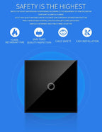 AXUS EU Touch Switch Led Panel Wall Light Switches Tempered Crystal Glass Lamp Sensor Switch 1/2/3 Gang Interruttore AC100 - 240V - VibraStore