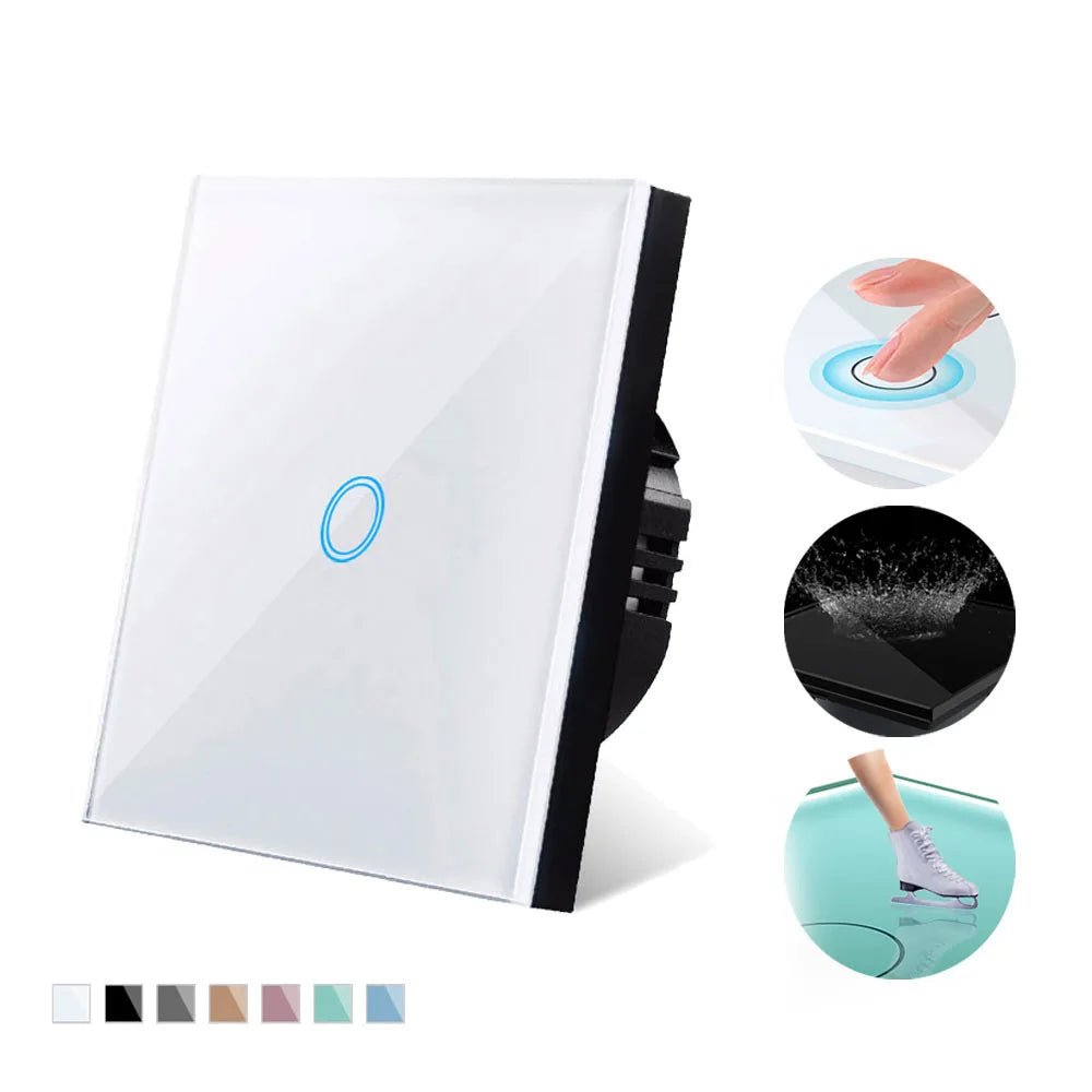 AXUS EU Touch Switch Led Panel Wall Light Switches Tempered Crystal Glass Lamp Sensor Switch 1/2/3 Gang Interruttore AC100 - 240V - VibraStore