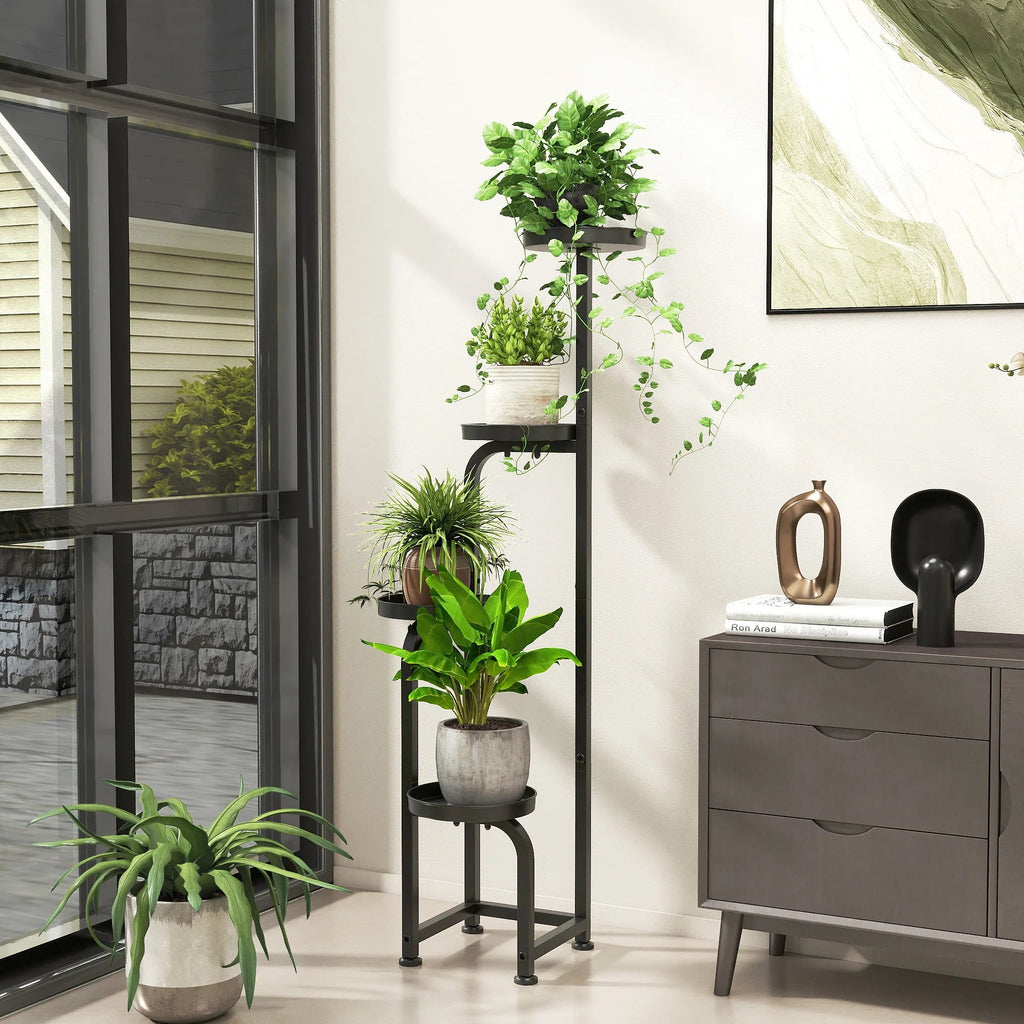 Bamworld Tall 4 Tier Corner Metal Plant Stand Indoor Outdoor Heavy Duty Flower Pot Shelf Patio Garden Balcony Living Room - VibraStore