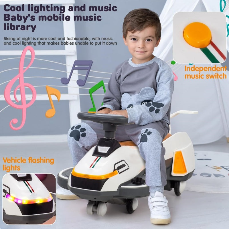 Electric Ride On Wiggle Car For Kids Toddlers With Light Music,2 In 1 360 Steering Wheel Powered Swing Twist Car
