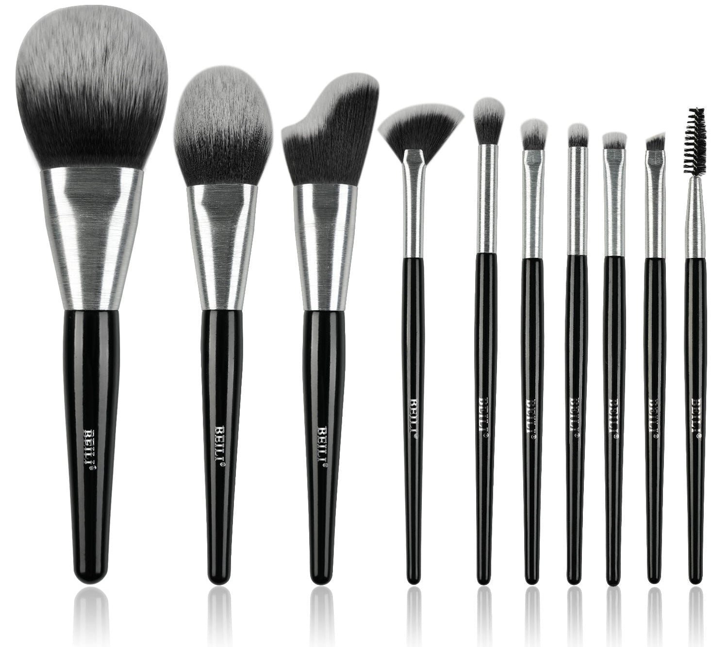 Beli 10pcs Professional Makeup Brush Set New Design Brushed Tube Makeup Brushes - VibraStore