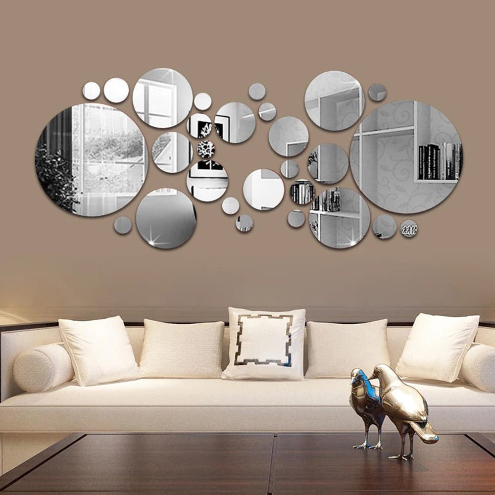 Big And Small Circles Mirror Sticker 3D Stereo Acrylic Wall Decoration - VibraStore