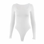 Body de manga larga para mujer, pelele elástico liso con cuello de corte cuadrado, ropa Sexy Y2k para fiesta y Club de moda, primavera 2025, 2520 - VibraStore