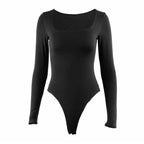 Body de manga larga para mujer, pelele elástico liso con cuello de corte cuadrado, ropa Sexy Y2k para fiesta y Club de moda, primavera 2025, 2520 - VibraStore