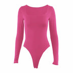 Body de manga larga para mujer, pelele elástico liso con cuello de corte cuadrado, ropa Sexy Y2k para fiesta y Club de moda, primavera 2025, 2520 - VibraStore