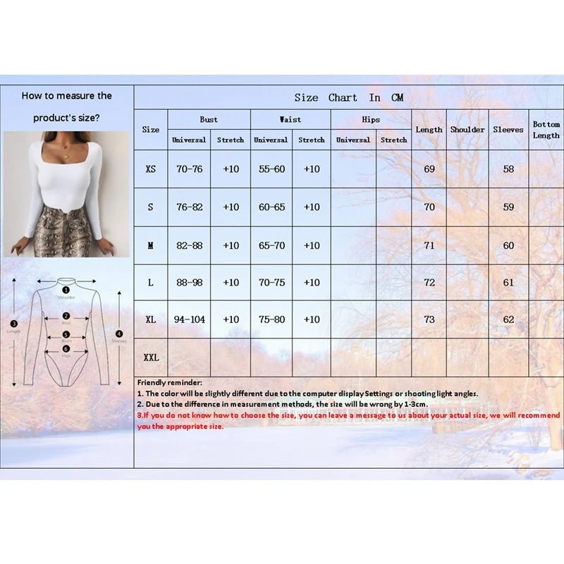 Body de manga larga para mujer, pelele elástico liso con cuello de corte cuadrado, ropa Sexy Y2k para fiesta y Club de moda, primavera 2025, 2520 - VibraStore