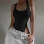 Body de punto sin mangas para mujer, Tops sexys ajustados con hombros descubiertos, corpiño informal de calle para discoteca - VibraStore