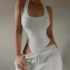 Body de punto sin mangas para mujer, Tops sexys ajustados con hombros descubiertos, corpiño informal de calle para discoteca - VibraStore
