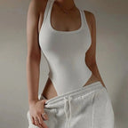 Body de punto sin mangas para mujer, Tops sexys ajustados con hombros descubiertos, corpiño informal de calle para discoteca - VibraStore