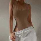 Body de punto sin mangas para mujer, Tops sexys ajustados con hombros descubiertos, corpiño informal de calle para discoteca - VibraStore