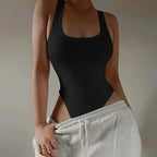 Body de punto sin mangas para mujer, Tops sexys ajustados con hombros descubiertos, corpiño informal de calle para discoteca - VibraStore