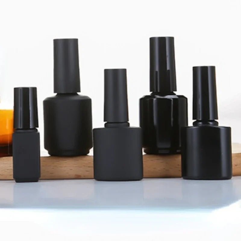 Botella vacía de Gel para uñas, botellas rellenables UV negras con cepillo para viaje, contenedores cosméticos portátiles de 10/15mL - VibraStore