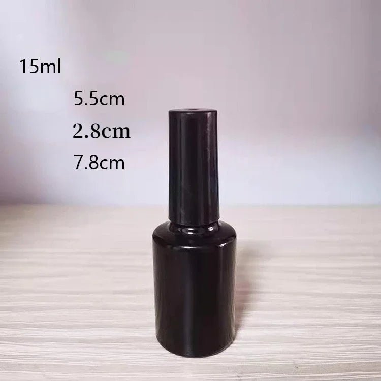 Botella vacía de Gel para uñas, botellas rellenables UV negras con cepillo para viaje, contenedores cosméticos portátiles de 10/15mL - VibraStore
