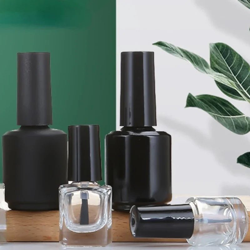 Botella vacía de Gel para uñas, botellas rellenables UV negras con cepillo para viaje, contenedores cosméticos portátiles de 10/15mL - VibraStore