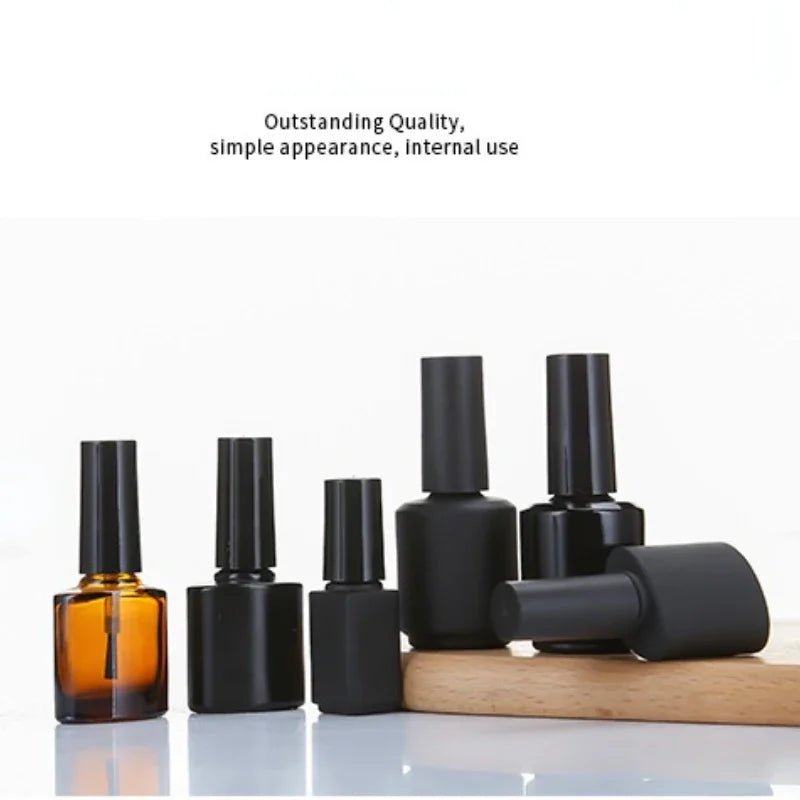 Botella vacía de Gel para uñas, botellas rellenables UV negras con cepillo para viaje, contenedores cosméticos portátiles de 10/15mL - VibraStore