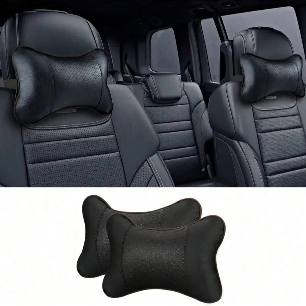 Breathable Mesh Car Headrest Pillow Universal Side Support Neck Cushion with PU Leather Cover for Head Pain Relief Drive Comfort - VibraStore