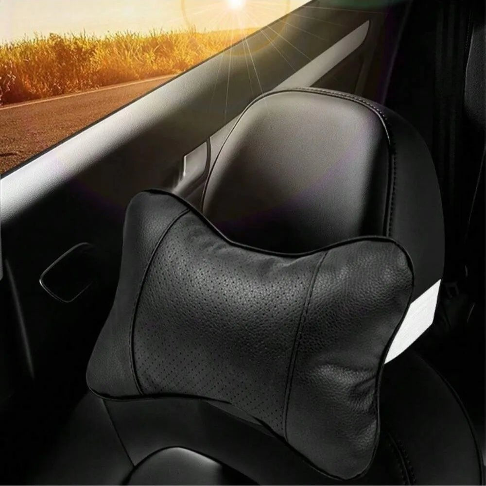 Breathable Mesh Car Headrest Pillow Universal Side Support Neck Cushion with PU Leather Cover for Head Pain Relief Drive Comfort - VibraStore