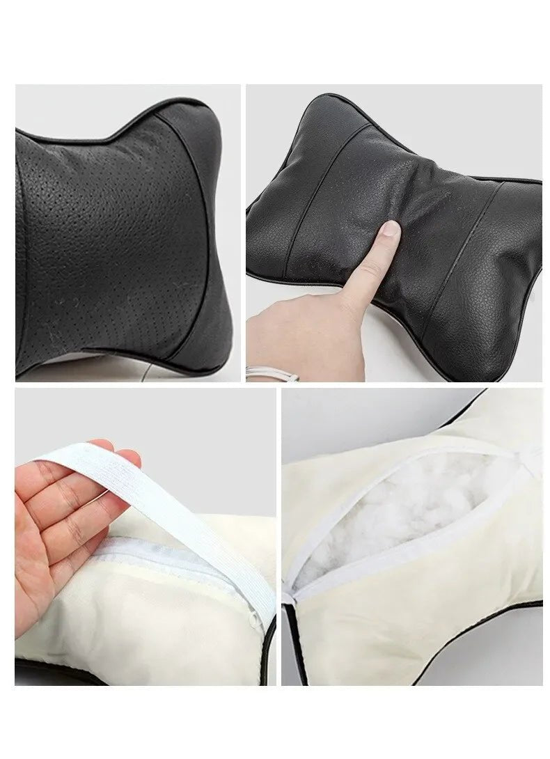 Breathable Mesh Car Headrest Pillow Universal Side Support Neck Cushion with PU Leather Cover for Head Pain Relief Drive Comfort - VibraStore