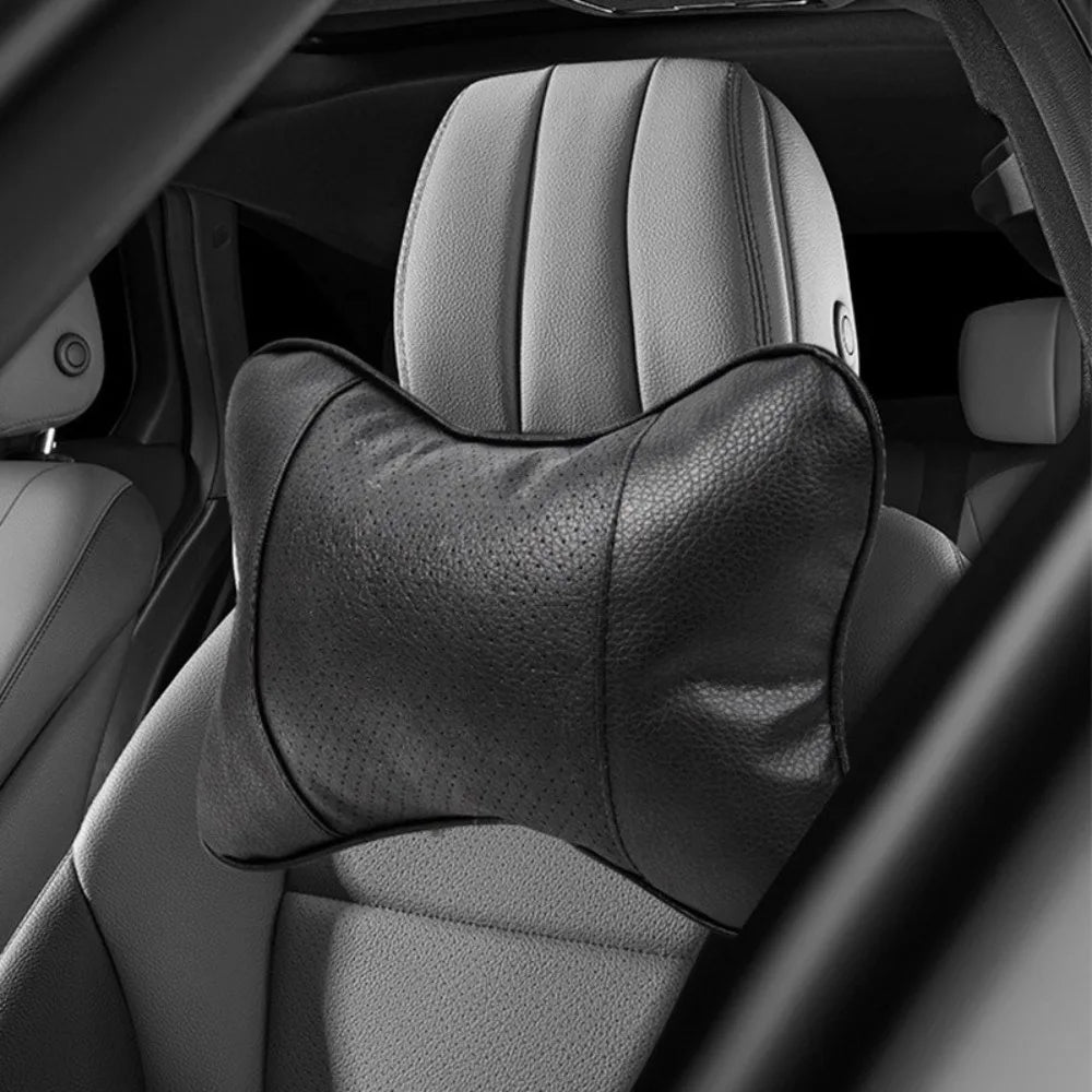 Breathable Mesh Car Headrest Pillow Universal Side Support Neck Cushion with PU Leather Cover for Head Pain Relief Drive Comfort - VibraStore