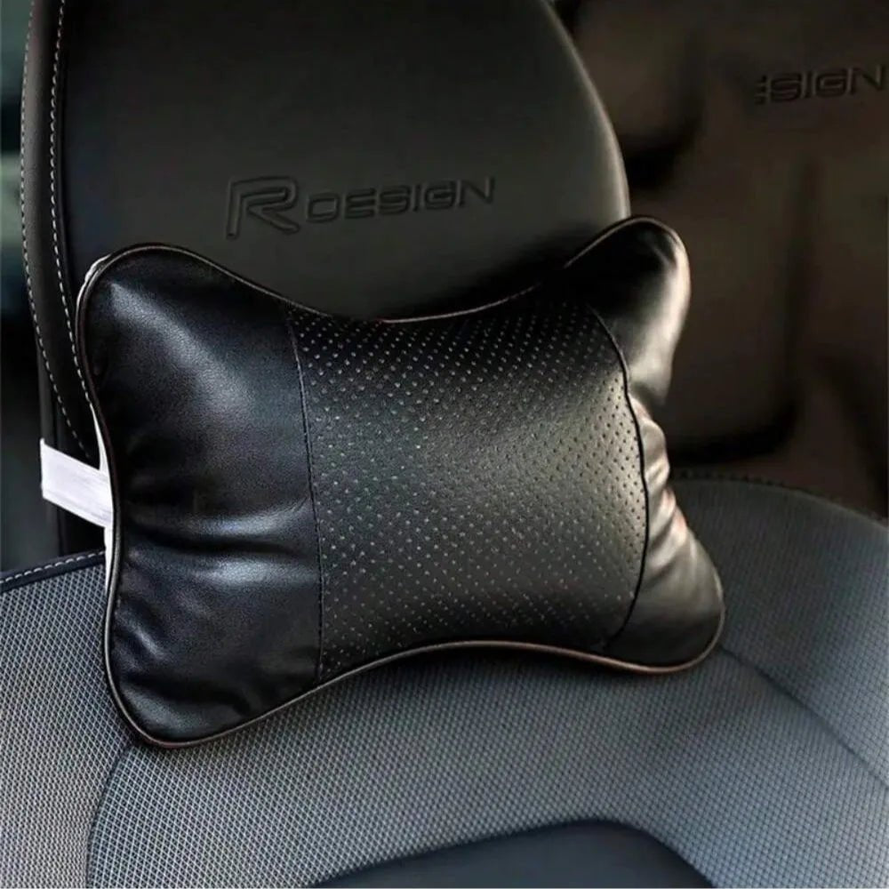 Breathable Mesh Car Headrest Pillow Universal Side Support Neck Cushion with PU Leather Cover for Head Pain Relief Drive Comfort - VibraStore