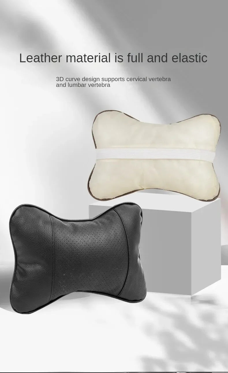 Breathable Mesh Car Headrest Pillow Universal Side Support Neck Cushion with PU Leather Cover for Head Pain Relief Drive Comfort - VibraStore